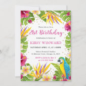 Invitation Aquarelle Tropical Floral Frame Parrot Anniversair (Devant)