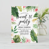 Invitation Aquarelle Tropical Floral Frame Sweet 16 Party (Debout devant)