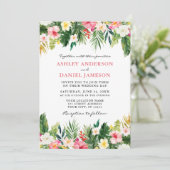 Invitation Aquarelle Tropical Floral Green Mariage Pk (Debout devant)