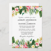 Invitation Aquarelle Tropical Floral Mariage (Devant / Derrière)