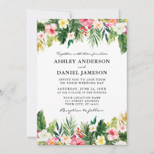 Invitation Aquarelle Tropical Floral Mariage