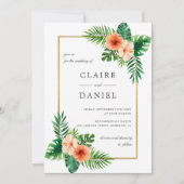 Invitation Aquarelle Tropical Floral Mariage moderne (Devant)