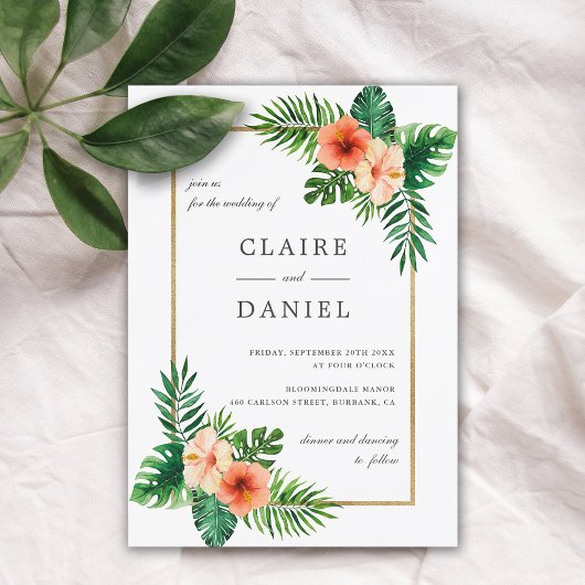 Invitation Aquarelle Tropical Floral Mariage moderne