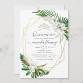 Invitation Aquarelle Tropical Floral Quinceañera (Devant)