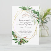 Invitation Aquarelle Tropical Floral Quinceañera (Debout devant)