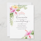 Invitation Aquarelle Tropical Floral Quinceañera (Devant)