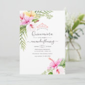 Invitation Aquarelle Tropical Floral Quinceañera (Debout devant)