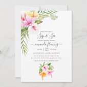 Invitation Aquarelle Tropical Floral Sip et voir (Devant)
