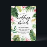 Invitation Aquarelle Tropical Floral Wedding shower<br><div class="desc">Une invitation à la wedding shower ludique et colorée avec hibiscus aquarelle,  feuilles de palmiers,  feuilles de bananes et autres accents tropicaux. Cette invitation wedding shower personnalisable est parfaite pour les mariages d'été et tropicaux.</div>
