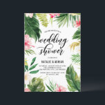 Invitation Aquarelle Tropical Floral Wedding shower<br><div class="desc">Une invitation à la wedding shower ludique et colorée avec hibiscus aquarelle,  feuilles de palmiers,  feuilles de bananes et autres accents tropicaux. Cette invitation wedding shower personnalisable est parfaite pour les mariages d'été et tropicaux.</div>