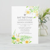 Invitation Aquarelle Tropical Frangipani Bat mitzvah (Debout devant)