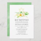 Invitation Aquarelle Tropical Frangipani Bat mitzvah (Devant / Derrière)