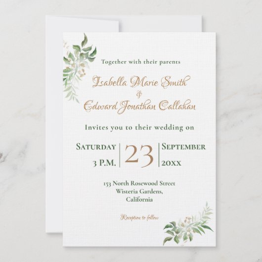 Invitation Aquarelle Tropical Green Monstera Feuille Mariage (Devant)