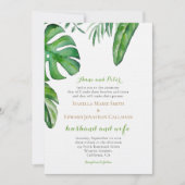 Invitation Aquarelle Tropical Green Palm Feuille Mariage (Devant)