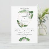 Invitation Aquarelle Tropical Greenery Mariage géométrique (Debout devant)