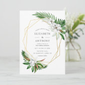 Invitation Aquarelle Tropical Greenery Mariage géométrique (Debout devant)