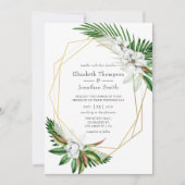 Invitation Aquarelle Tropical Greenery Mariage géométrique (Devant)