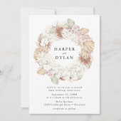Invitation Aquarelle Tropical Love Floral Mariage Wreath (Devant)
