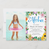 Invitation Aquarelle Tropical Luau | Photo Anniversaire (Devant)