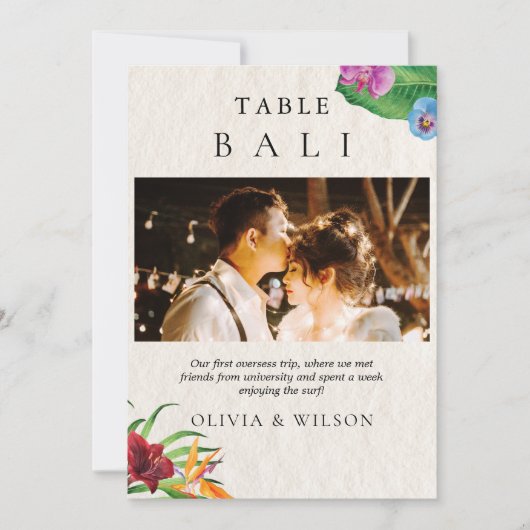 Invitation Aquarelle Tropical Mariage Numéro de la table phot (Devant)