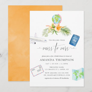 Invitation Aquarelle Tropical Miss À Mme Fête des mariées