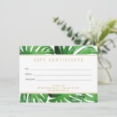 Invitation Aquarelle Tropical Monstera Certificat Cadeau (Debout devant)