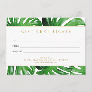 Invitation Aquarelle Tropical Monstera Certificat Cadeau