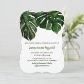Invitation Aquarelle Tropical Monstera Green | Fête des marié (Debout devant)