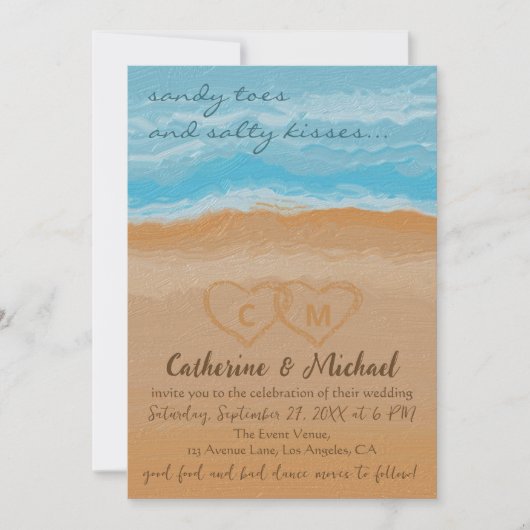 Invitation Aquarelle Tropical Ocean Beach Code QR Mariage (Devant)