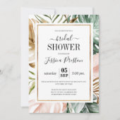 Invitation Aquarelle Tropical Palm Feuille Fête des mariées (Devant)