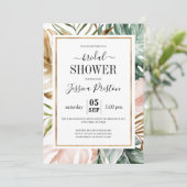 Invitation Aquarelle Tropical Palm Feuille Fête des mariées (Debout devant)