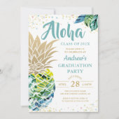 Invitation Aquarelle Tropical Pineapple Beach Graduation (Devant)