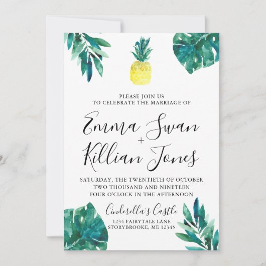 Invitation aquarelle Tropical Pineapple Luau (Devant)