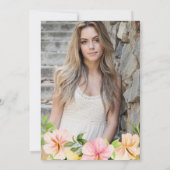 Invitation Aquarelle Tropical Rose Fleurs Quinceanera (Dos)