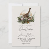 Invitation Aquarelle Tropical Safari Jungle Giraffe Mariage (Devant)