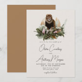 Invitation Aquarelle Tropical Safari Jungle Lion Mariage (Devant / Derrière)