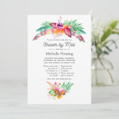 Invitation Aquarelle Tropical Summer Fête des mariées par cou (Debout devant)