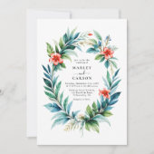 Invitation Aquarelle Tropical Wreath Mariage de verdure (Devant)