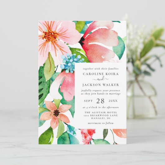 Invitation Aquarelle tropicale (Debout devant)