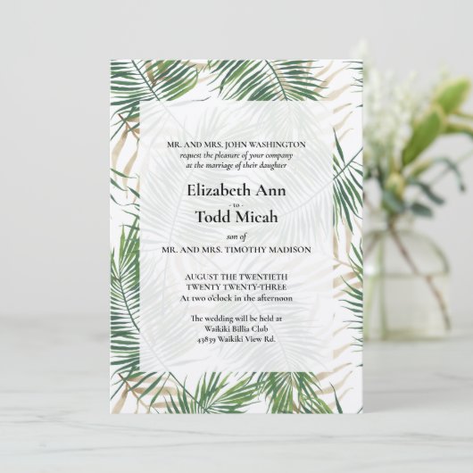 Invitation Aquarelle tropicale (Debout devant)