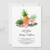 Invitation Aquarelle tropicale ananas Baby shower floral (Devant)