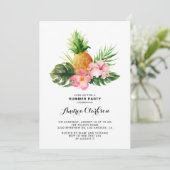 Invitation Aquarelle tropicale Ananas Floral Summer Party (Debout devant)