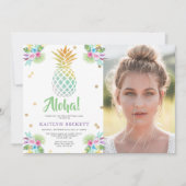 Invitation Aquarelle tropicale Anniversaire Photo Luau (Devant)