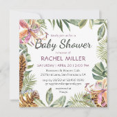 Invitation Aquarelle tropicale Baby shower floral (Devant)