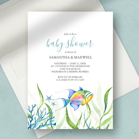 Invitation Aquarelle tropicale Baby shower garçon