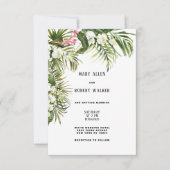 Invitation Aquarelle tropicale blanc orchidée mariage floral (Devant)