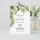 Invitation Aquarelle tropicale blanc orchidée mariage floral (Debout devant)