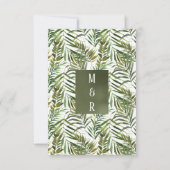 Invitation Aquarelle tropicale blanc orchidée mariage floral (Dos)