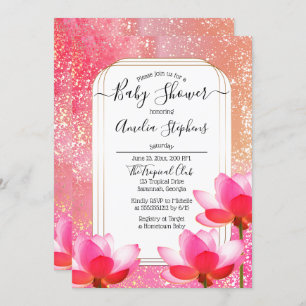Invitation Aquarelle tropicale Boho Lotus Baby shower floral
