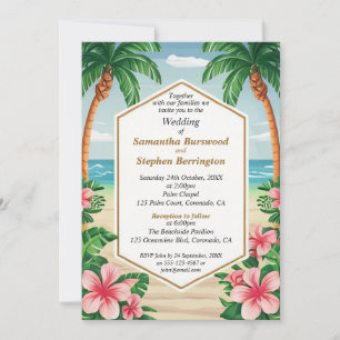 Invitation Aquarelle tropicale colorée Réception de mariage